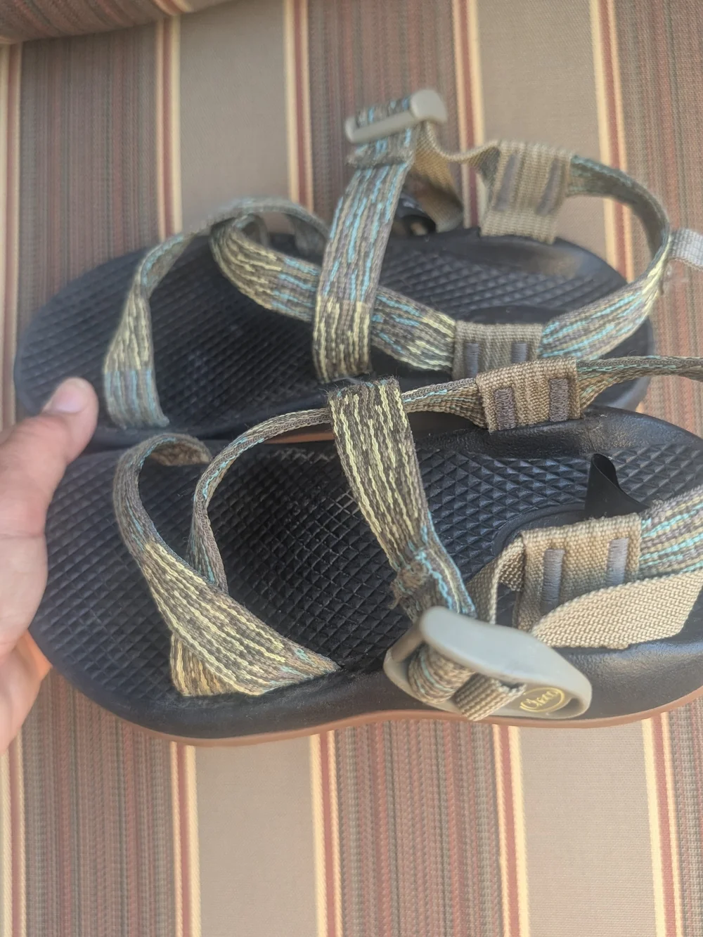 Chaco Kids Sandals Olive Green with Black and Brown Sole